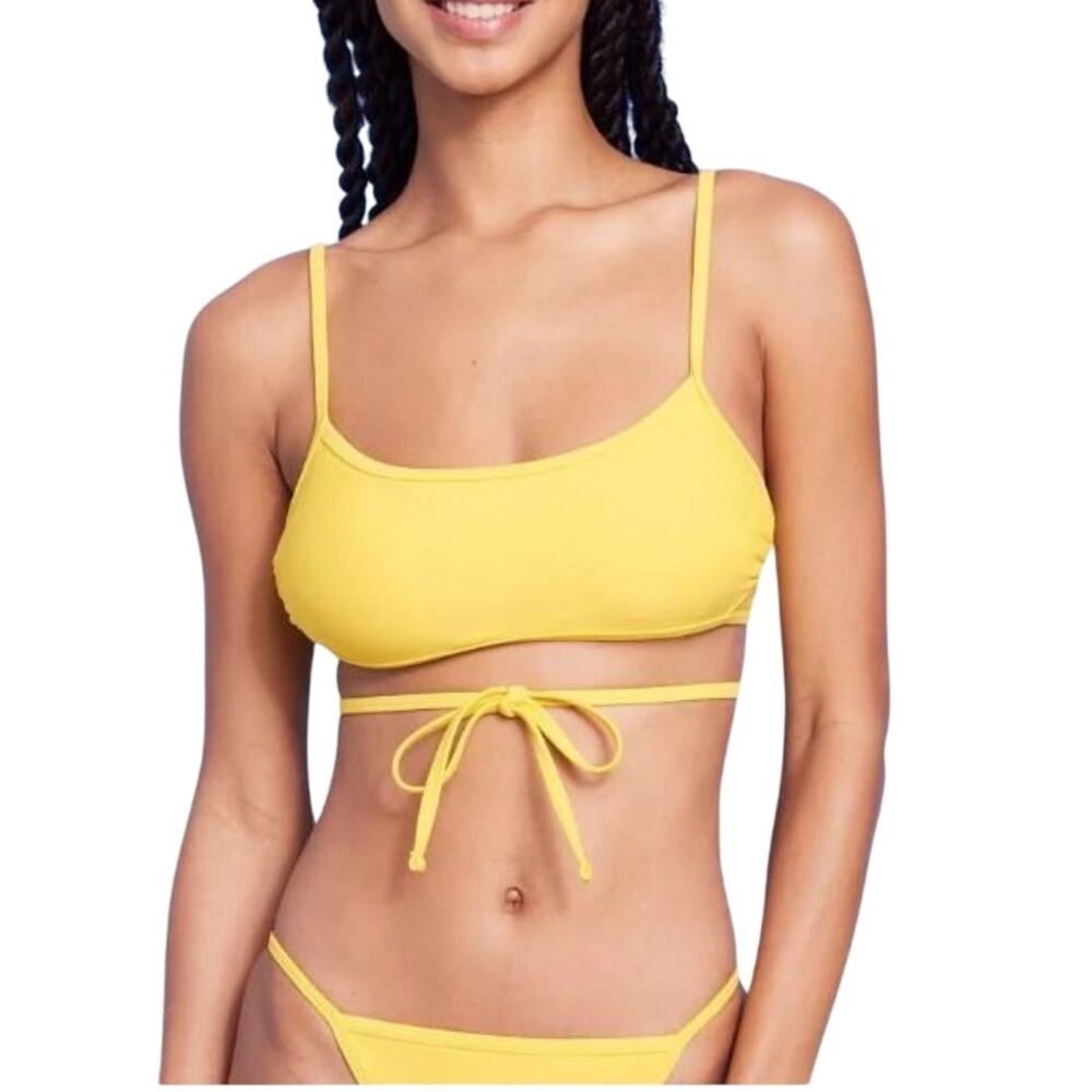 Yellow Strappy Tie-Back Bikini Top - Women's Swim